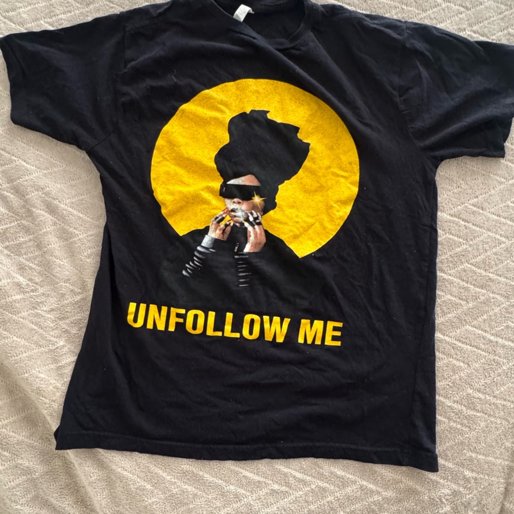 Erykah Badu Black Graphic Tee with Yellow Design